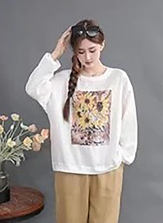 ModaFesta - cotton-printed-top-white 